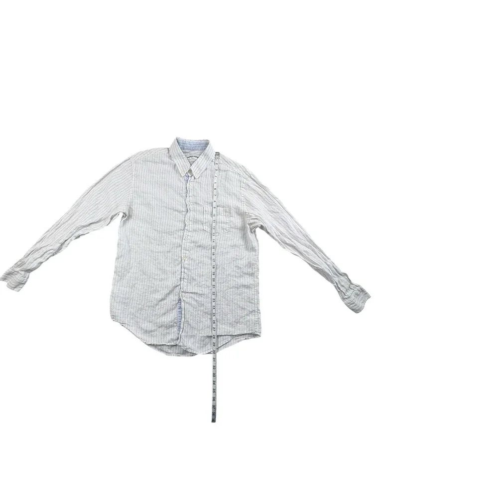 Jacobs &‎ Jacobs Slim Fit Linen Blend Stripe Button Shirt Mens XL Blue White